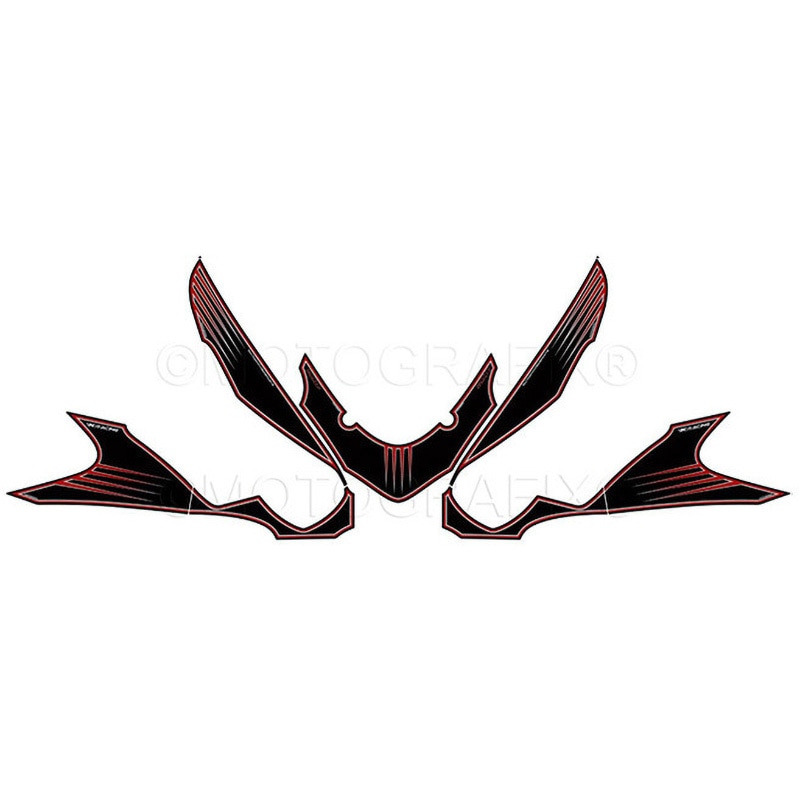 NK021KR FRONT BODY PAD MOTO GRAFIX (モトグラフィックス) 適合車種KAWASAKI ZZR1400(12-14) 色Black with Red & Metallic Silver   NK021KR