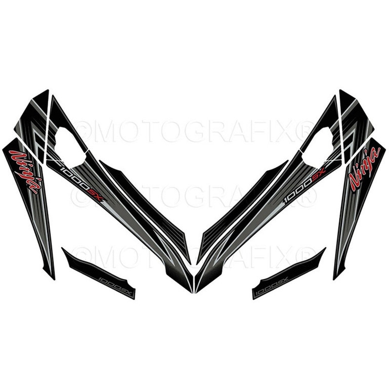 NK024K FRONT BODY PAD MOTO GRAFIX (モトグラフィックス) 適合車種KAWASAKI Ninja1000SX(20/21) Black with Grey， Red & Metallic Silver色   NK024K