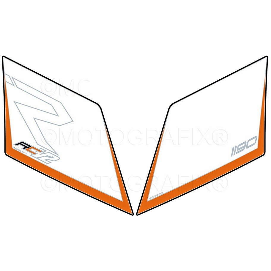 NKTM02W2 FRONT BODY PAD MOTO GRAFIX (モトグラフィックス) 適合車種KTM RC8(08-15) White with Black， Orange & Metallic Silver色   NKTM02W2
