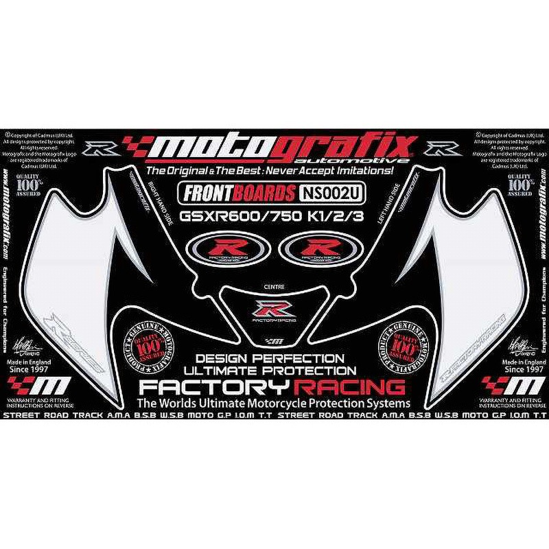 NS002U FRONT BODY PAD MOTO GRAFIX (モトグラフィックス) 適合車種SUZUKI GSX-R750K1， K2， K3(00-04)   NS002U