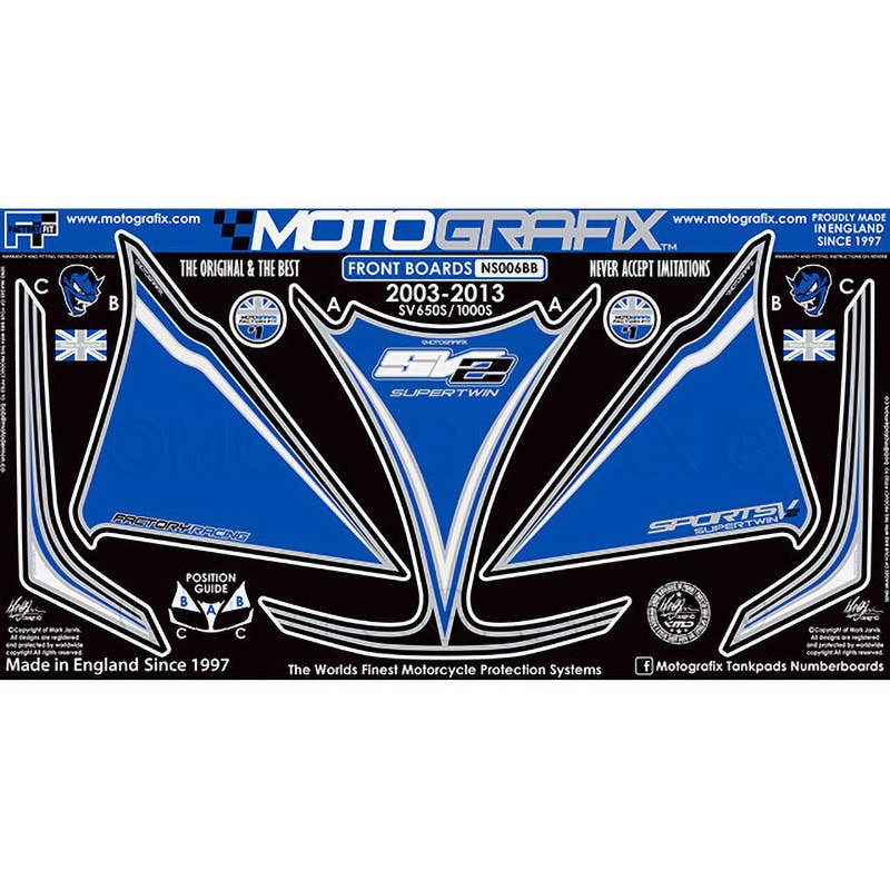 NS006BB FRONT BODY PAD MOTO GRAFIX (モトグラフィックス) 適合車種SUZUKI SV650S(03-13)/SV1000S(03-13) 色BLUE/BLUE   NS006BB