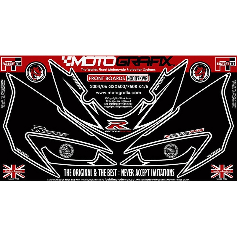 NS007KWR FRONT BODY PAD MOTO GRAFIX (モトグラフィックス) 適合車種SUZUKI GSX-R600/750K4， K5(04/05) 色Black with White & Red   NS007KWR