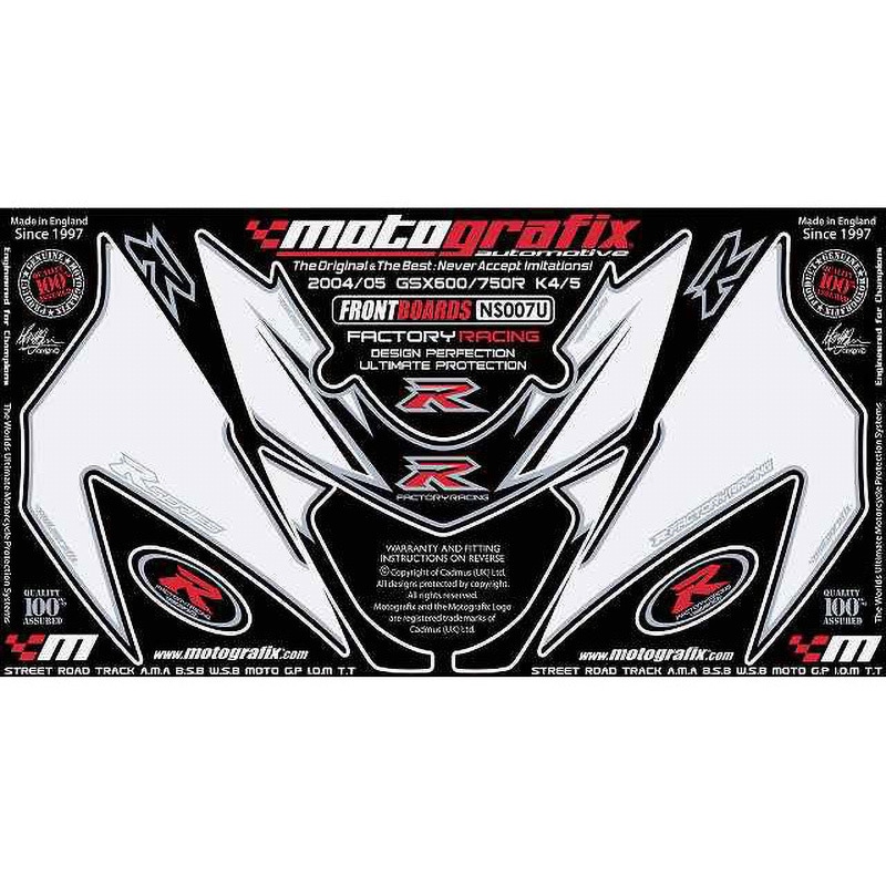 NS007U FRONT BODY PAD MOTO GRAFIX (モトグラフィックス) 適合車種SUZUKI GSX-R600/750K4， K5(04/05)   NS007U