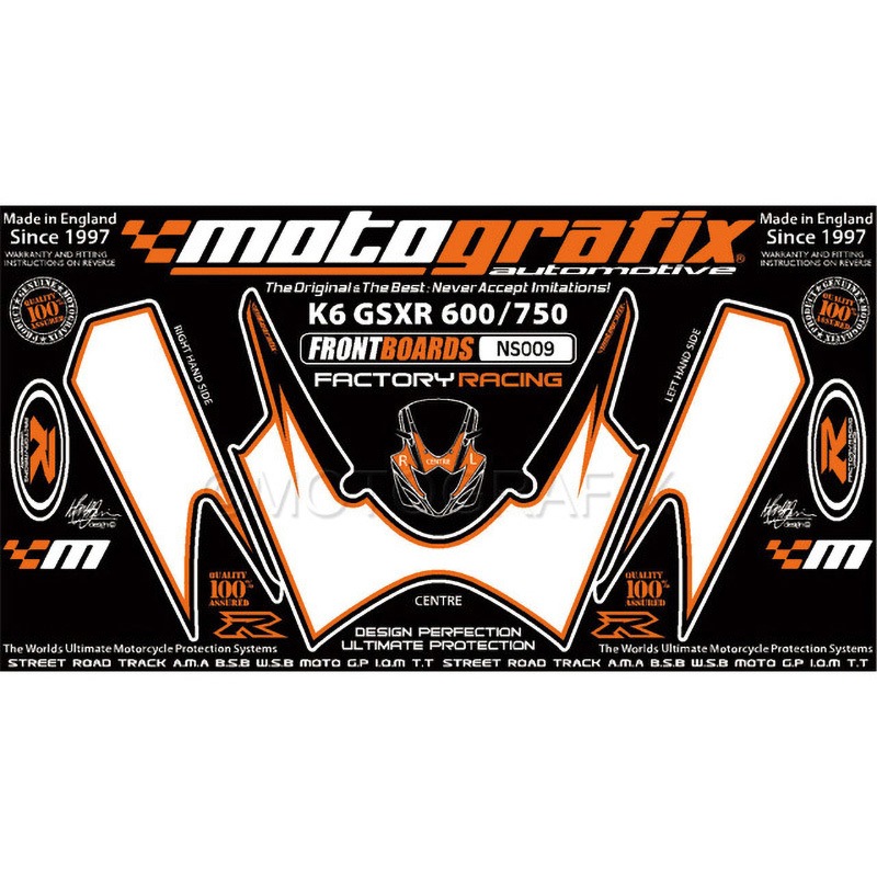 NS009WO FRONT BODY PAD MOTO GRAFIX (モトグラフィックス) 適合車種SUZUKI GSX-R600/750K6， K7(06/07)   NS009WO