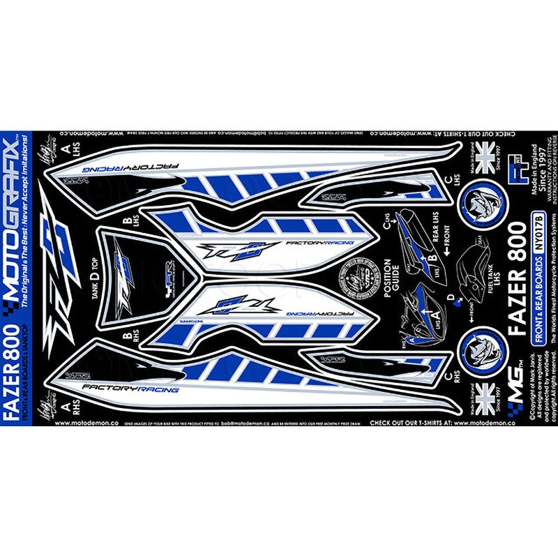 NY017B FRONT BODY PAD MOTO GRAFIX (モトグラフィックス) 適合車種YAMAHA FZ800(10-)/Fazer/FZ8(10-) 色BLUE   NY017B