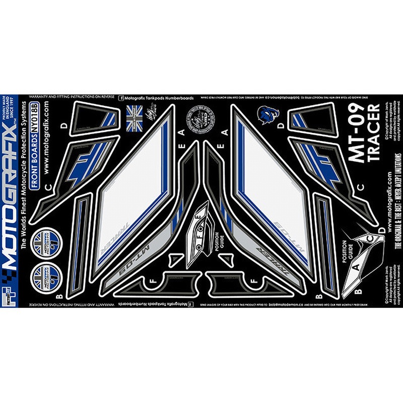 NY018B FRONT BODY PAD MOTO GRAFIX (モトグラフィックス) 適合車種YAMAHA MT-09 TRACER 色BLUE   NY018B