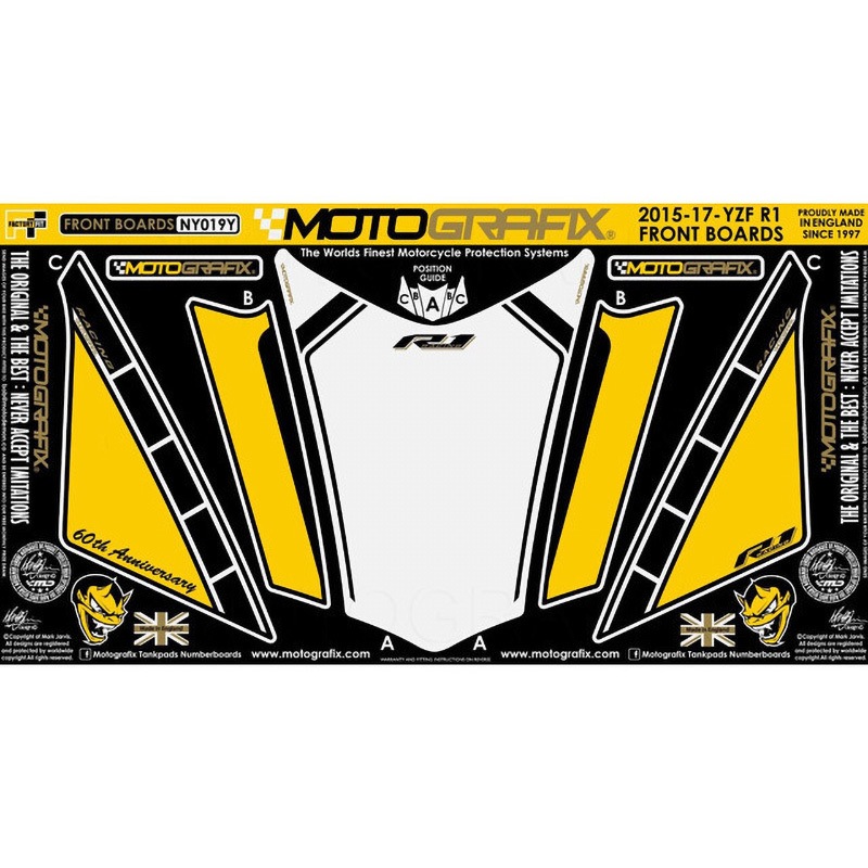 NY019Y FRONT BODY PAD MOTO GRAFIX (モトグラフィックス) 適合車種YAMAHA YZF-R1/M(15-17) 色YELLOW   NY019Y
