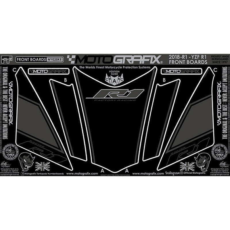 NY020KE FRONT BODY PAD MOTO GRAFIX (モトグラフィックス) 適合車種YAMAHA YZF-R1(18/19) 色Black with Grey & Metallic Silver   NY020KE