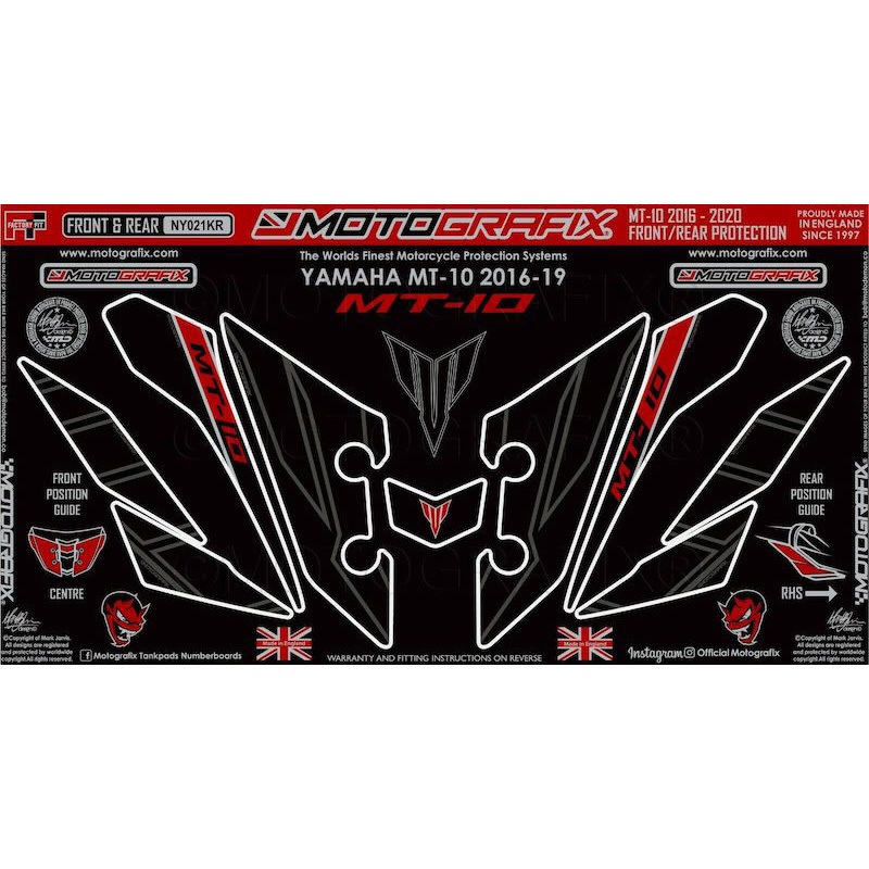 NY021KR FRONT BODY PAD MOTO GRAFIX (モトグラフィックス) 適合車種YAMAHA MT-10(16-19) Black with Grey，Red&Metallic Silver色   NY021KR