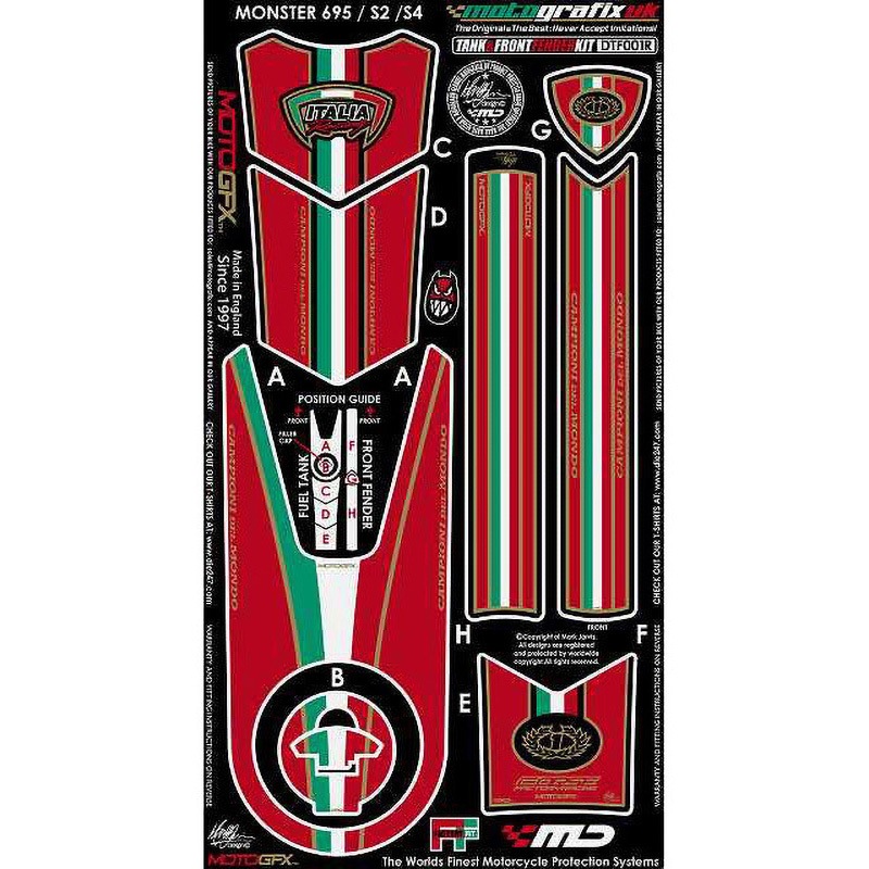 DTF001R TANK PAD/FRONT FENDER KIT MOTO GRAFIX (モトグラフィックス) 適合車種DUCATI MONSTER 695S2， S4   DTF001R