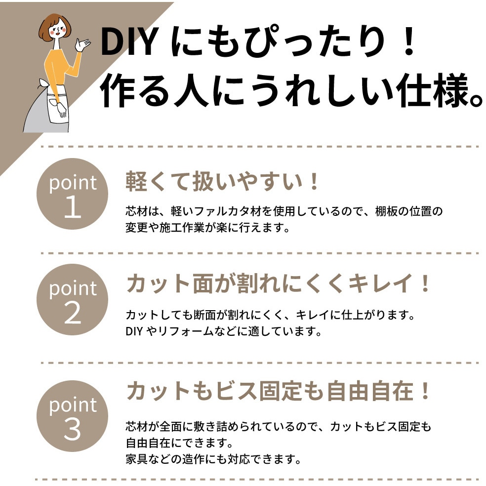 O15-26-WC アートランバー ホワイトチェリー 南海プライウッド 幅