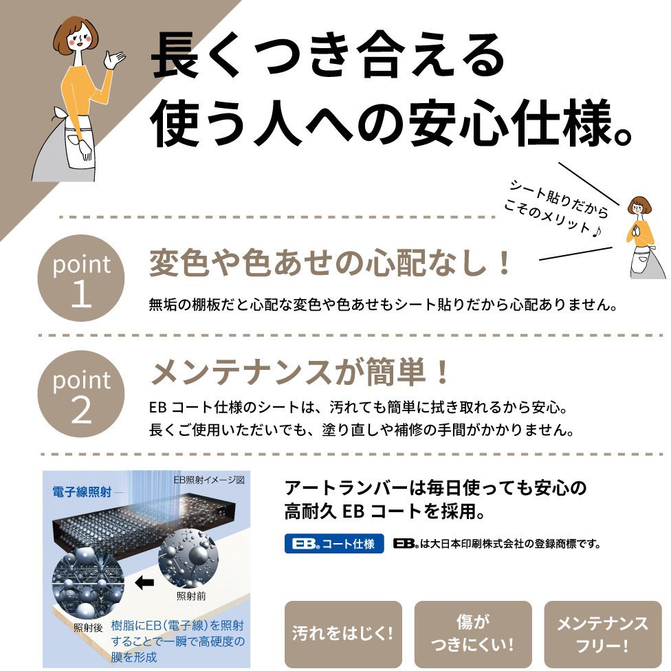 O27D-159-LW アートランバー ダボ穴加工 シェルホワイト 南海