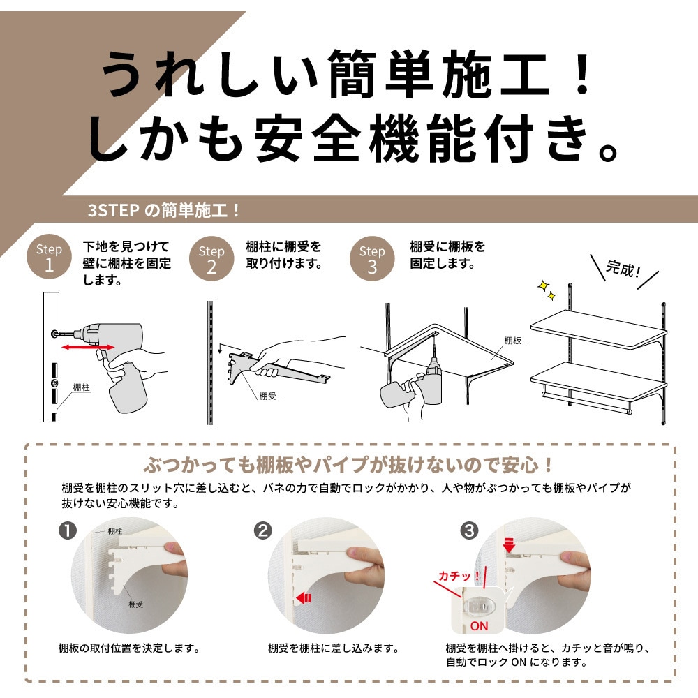 SS-CMD30W アームハング棚柱SS 棚受(木質棚板用) 1セット(3本) 南海