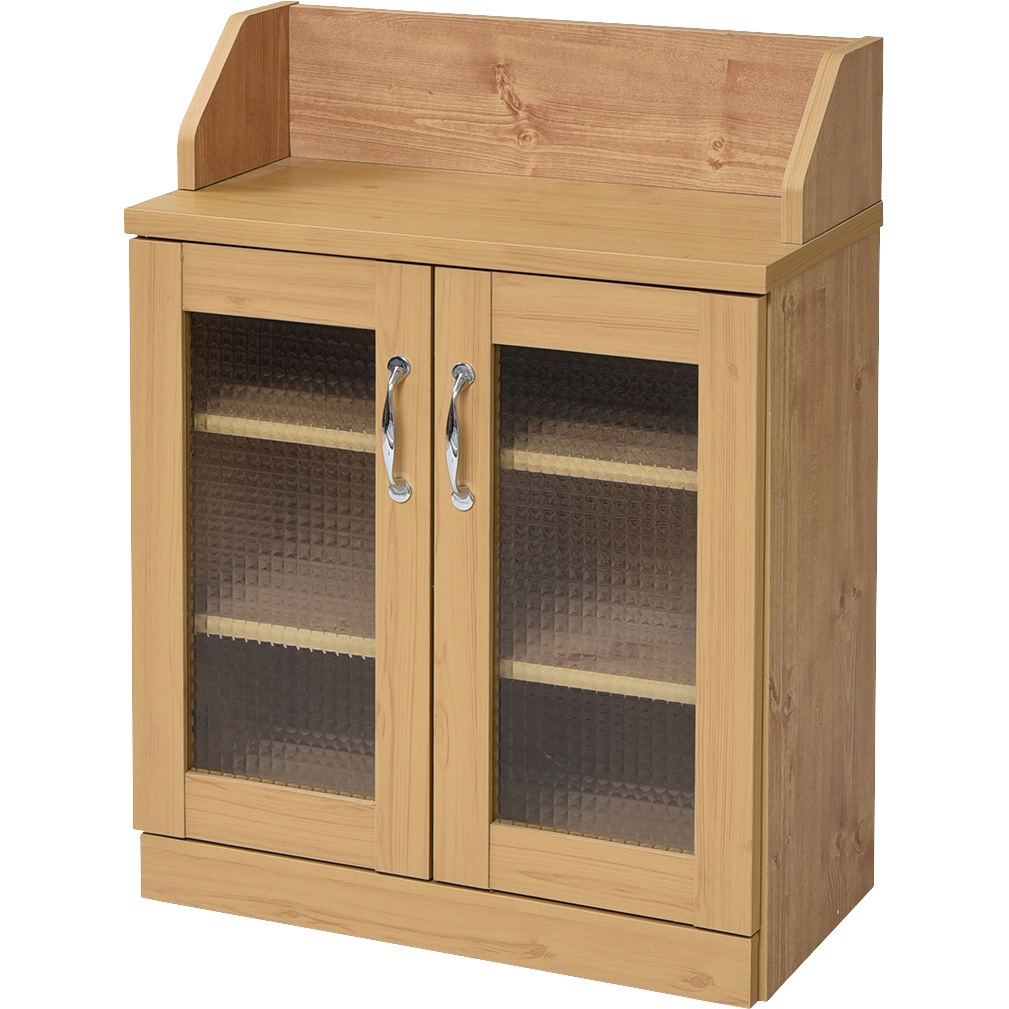 カントリー風 キャビネット 薄型 奥行 スリム ガラス扉 収納棚 サイド