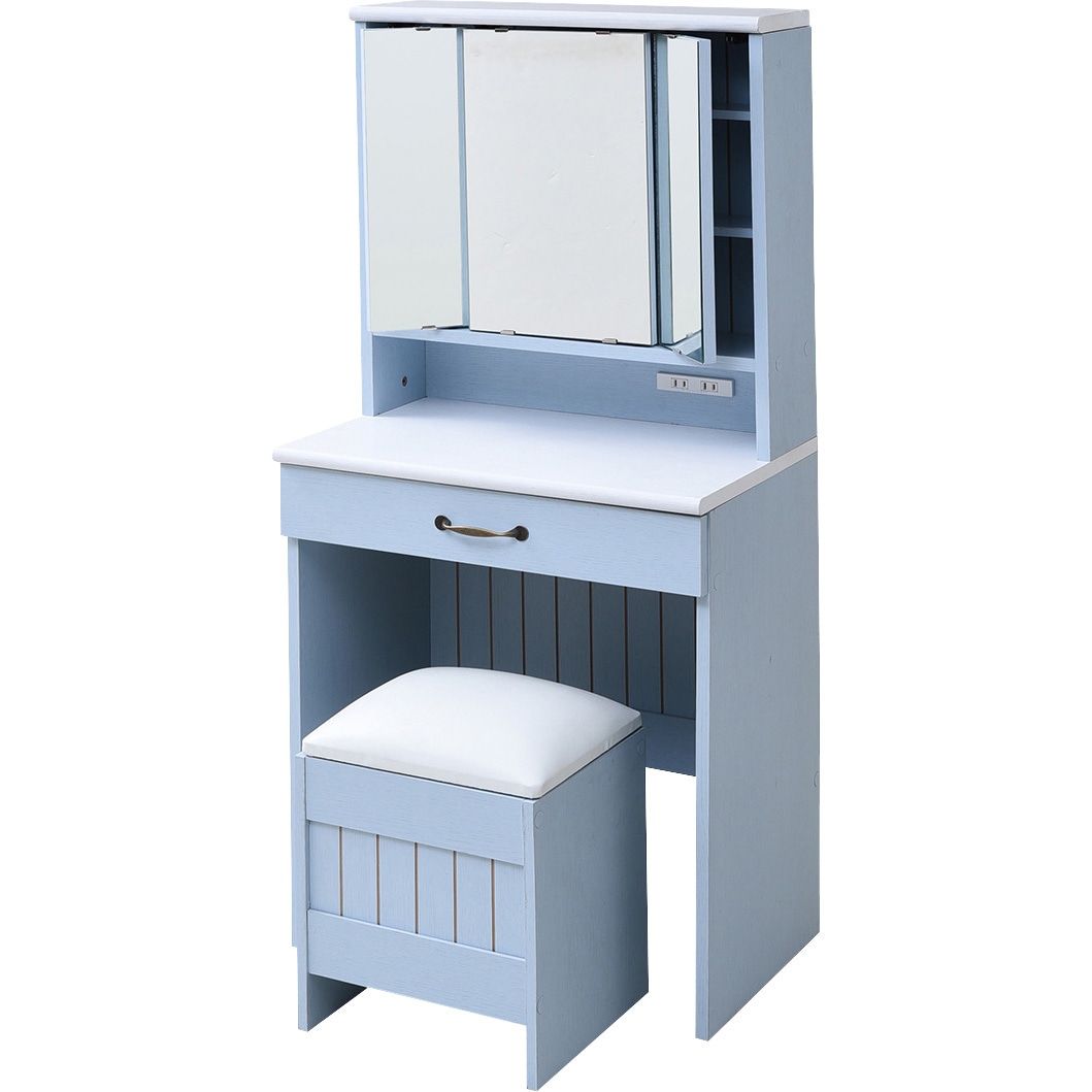 FFC-0004 フレンチカントリー 三面鏡 ドレッサー スツール付