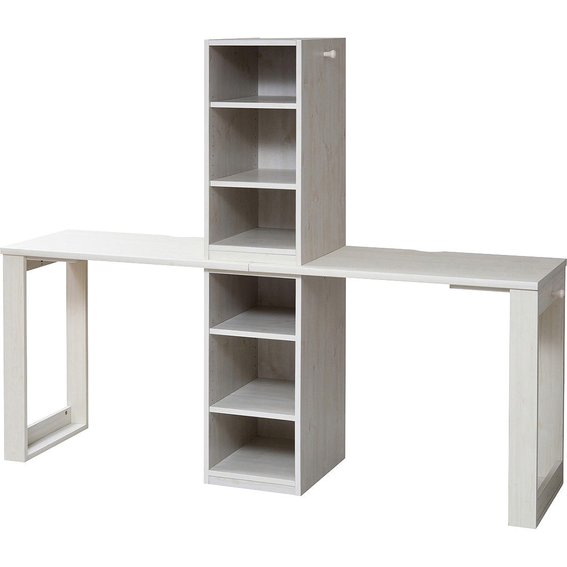 FWD-0001SET コンパクトデスク ラックタイプセット ツインデスク 学習デスク 勉強机 シンプル フック4個 オープン収納 白 1台 ジェイケイ・プラン 【通販モノタロウ】 16,045円