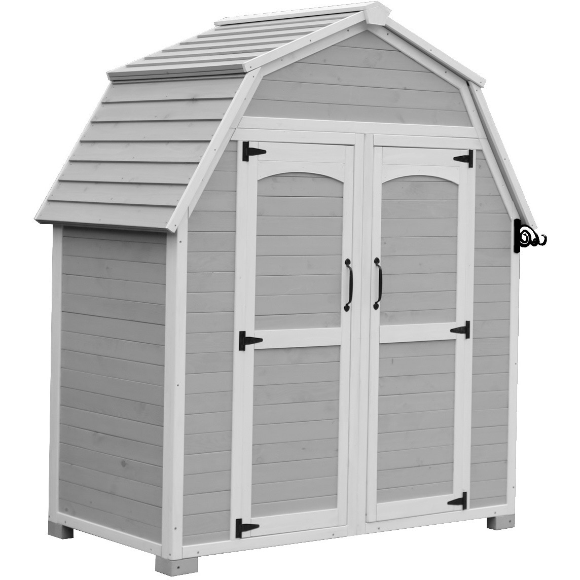 KGAM-1850 ギャンブレル・ルーフ 木製収納庫 住まいスタイル グレーホワイト色 間口1610mm奥行900mm高さ1870mm  KGAM-1850