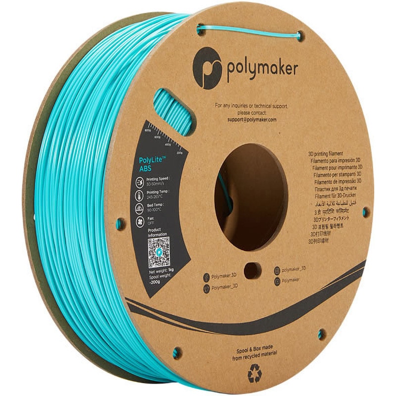 PE01010 PolyLite ABS Polymaker 色Polymaker Teal フィラメント径1.75mm 1個 PE01010