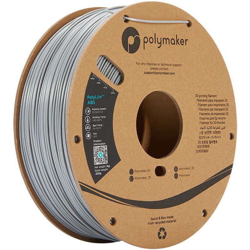 PE01003 PolyLite ABS Polymaker 色Grey フィラメント径1.75mm 1個 PE01003 5,974円