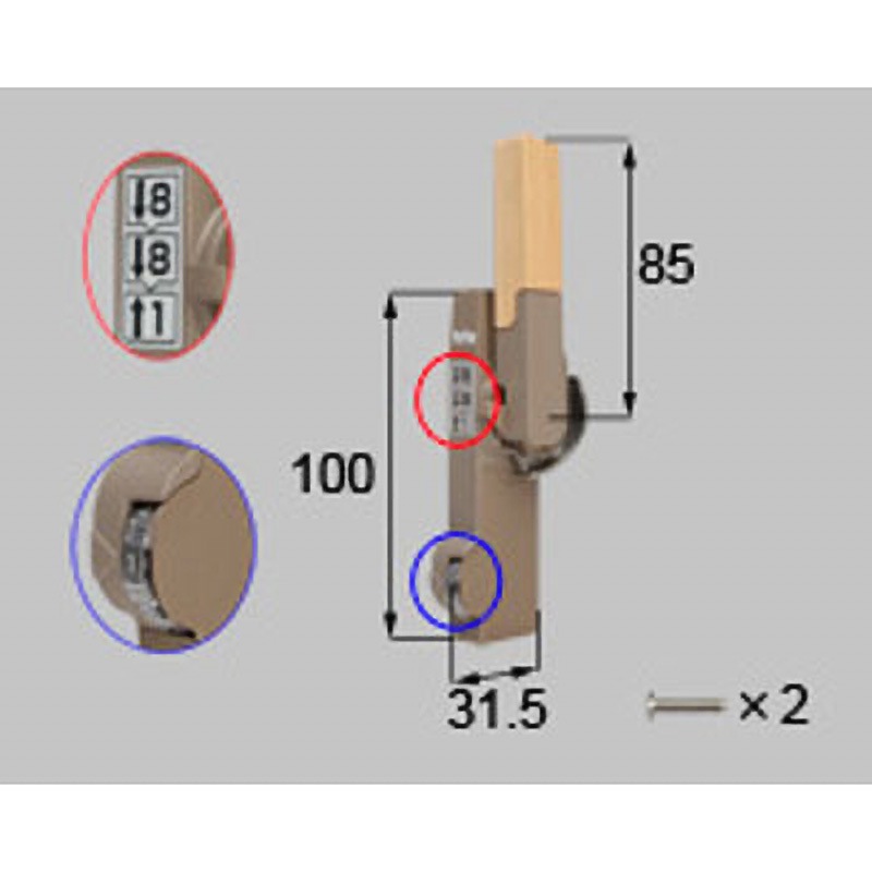 L-01013R-BZLY ダイヤル錠クレセント(大) R(*-01013R-BZLY) TOSTEM(LIXIL) ライトウッド色