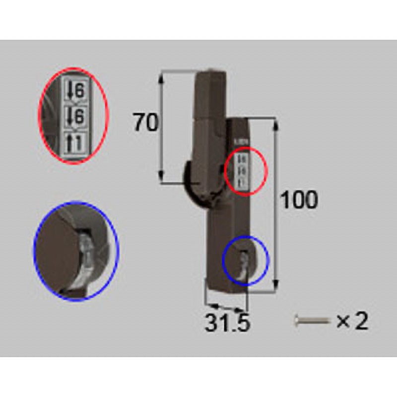 A-01032L-BZLY ダイヤル錠クレセント(中) L(*-01032L-BZLY) TOSTEM(LIXIL) こげ茶色