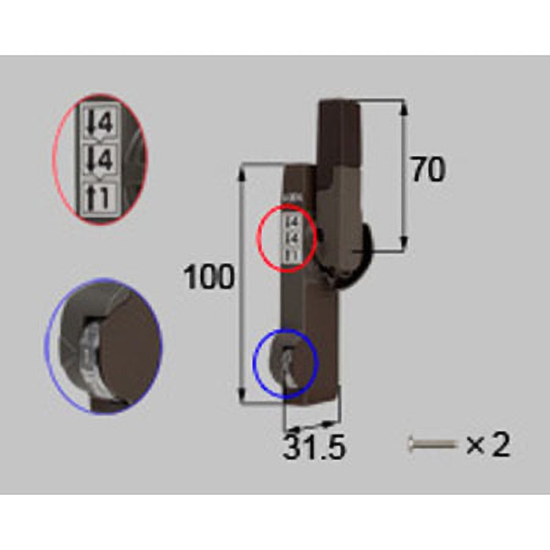 S-01052R-BZLY ダイヤル錠クレセント(中) R(*-01052R-BZLY) TOSTEM(LIXIL) ショコラウッド色