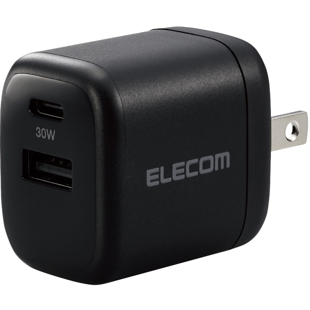 EC-AC14BK スマホ充電器 AC充電器 タイプC×1ポート USB×1ポート