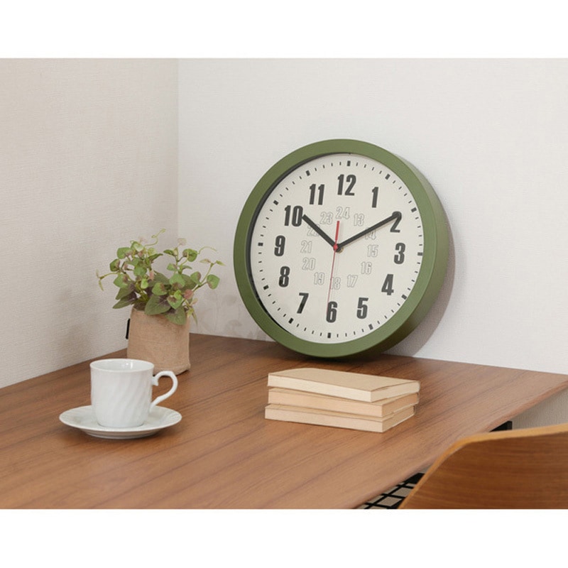 28195 掛時計 カイラ Φ30 不二貿易 アナログ オリーブ色 - 【通販