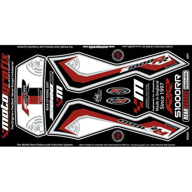 RB004RK REAR BODY PAD MOTO GRAFIX (モトグラフィックス) 適合車種BMW S1000RR(09-11) White with Black，Metallic Silver & Red色   RB004RK