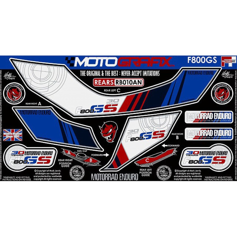 RB010AN REAR BODY PAD MOTO GRAFIX (モトグラフィックス) 適合車種BMW F800GS(12-)   RB010AN