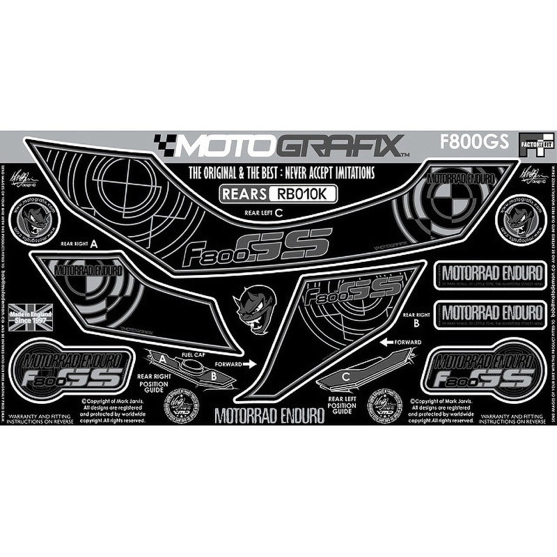 RB010K REAR BODY PAD MOTO GRAFIX (モトグラフィックス) 適合車種BMW F800GS(12-) 色BLACK   RB010K