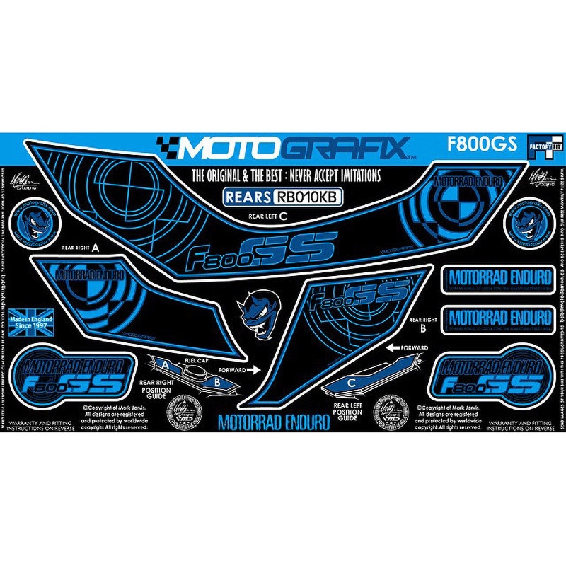 RB010KB REAR BODY PAD MOTO GRAFIX (モトグラフィックス) 適合車種BMW F800GS(12-) 色BLACK/BLUE   RB010KB
