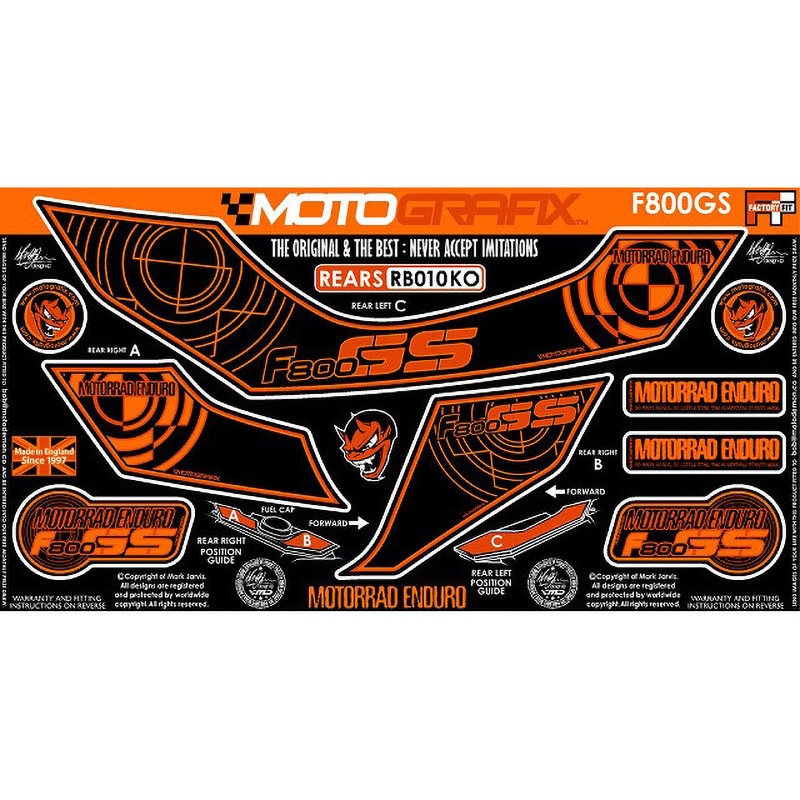 RB010KO REAR BODY PAD MOTO GRAFIX (モトグラフィックス) 適合車種BMW F800GS(12-) 色BLACK/ORANGE   RB010KO 10,786円
