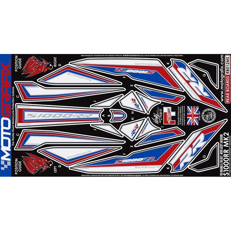 RB012MS REAR BODY PAD MOTO GRAFIX (モトグラフィックス) 適合車種BMW S1000RR(15-18)   RB012MS