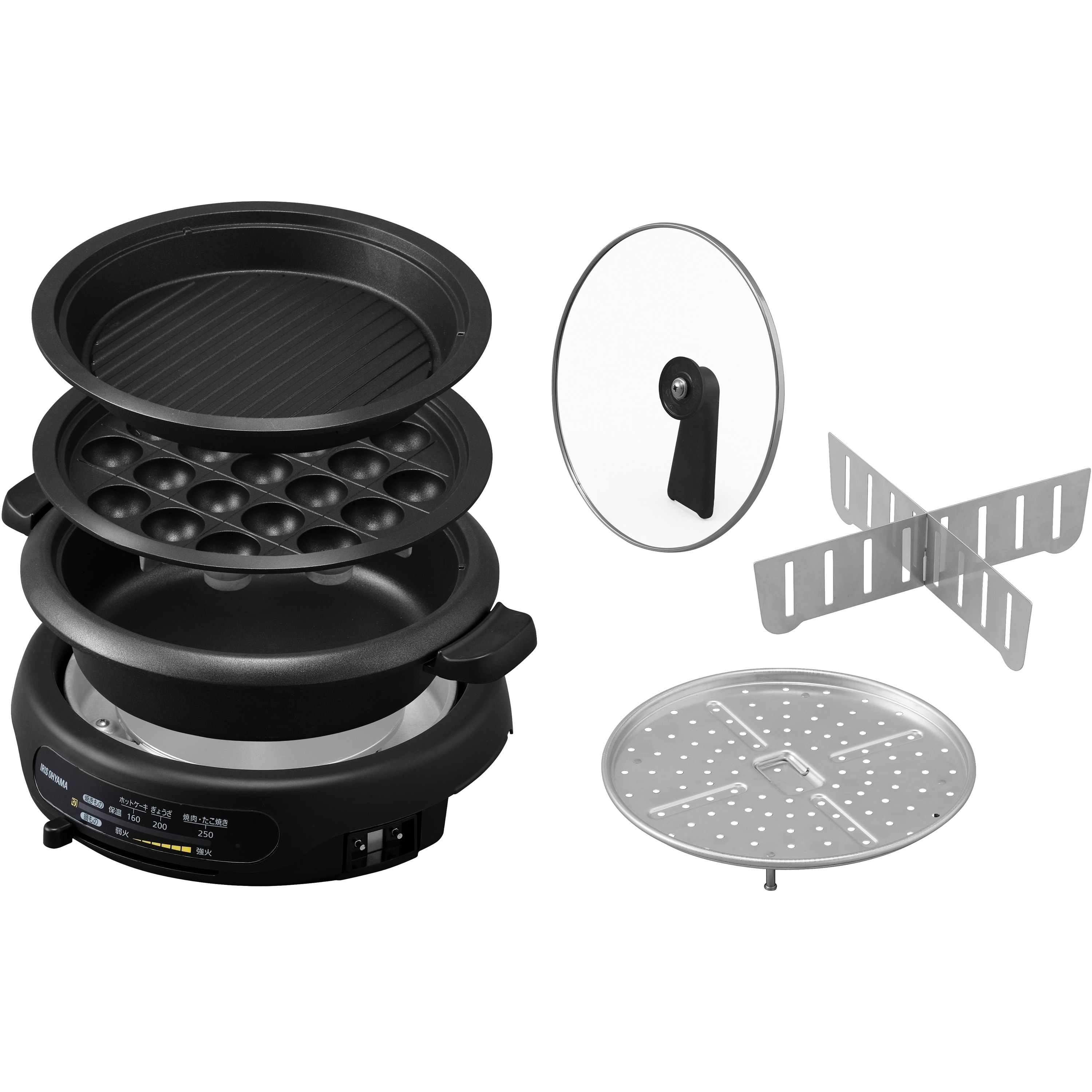 IGU-B3-B グリル鍋 3枚プレート アイリスオーヤマ ブラック色 - 【通販