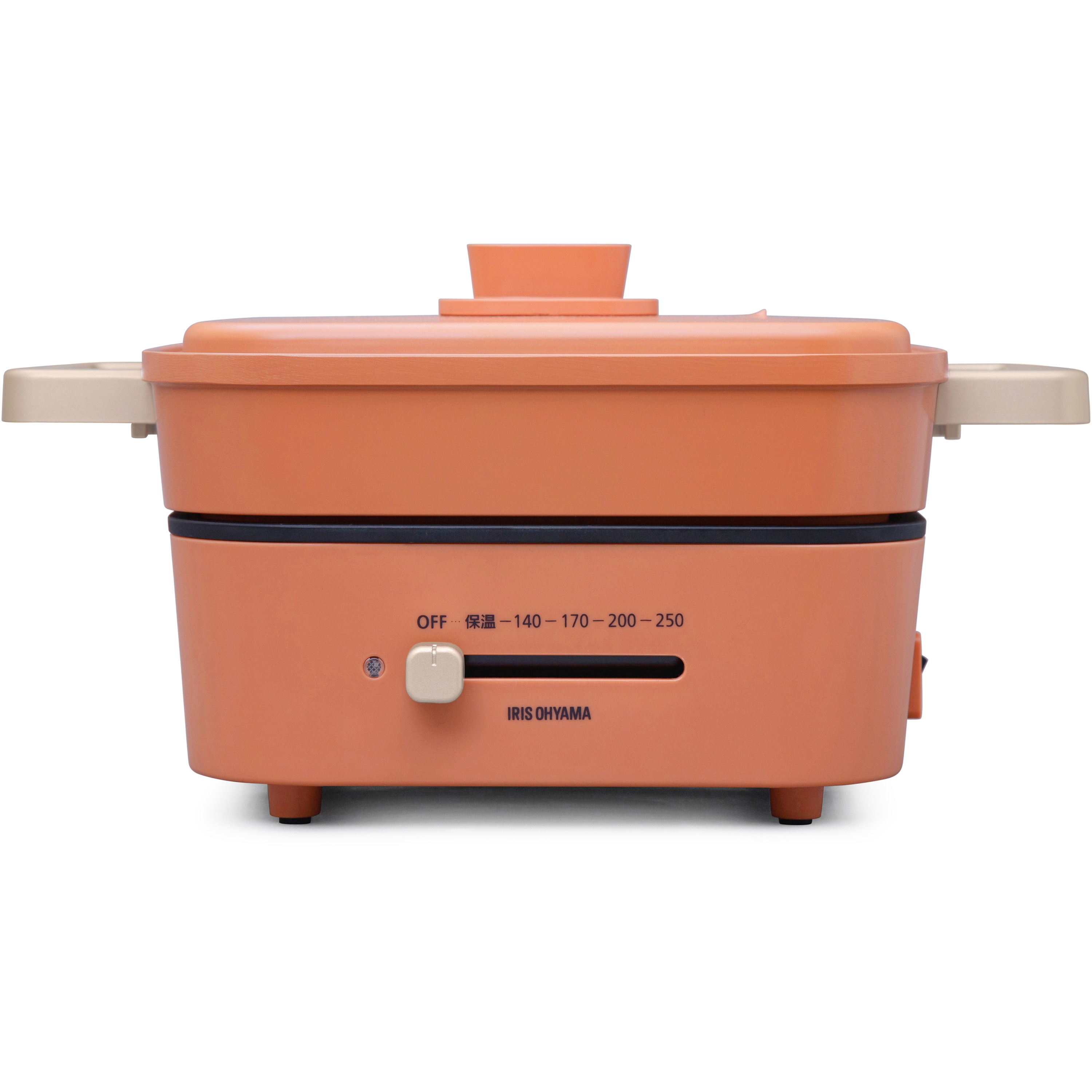 IGU-P3-D グリルなべ 3枚プレート アイリスオーヤマ オレンジ色 IGU-P3