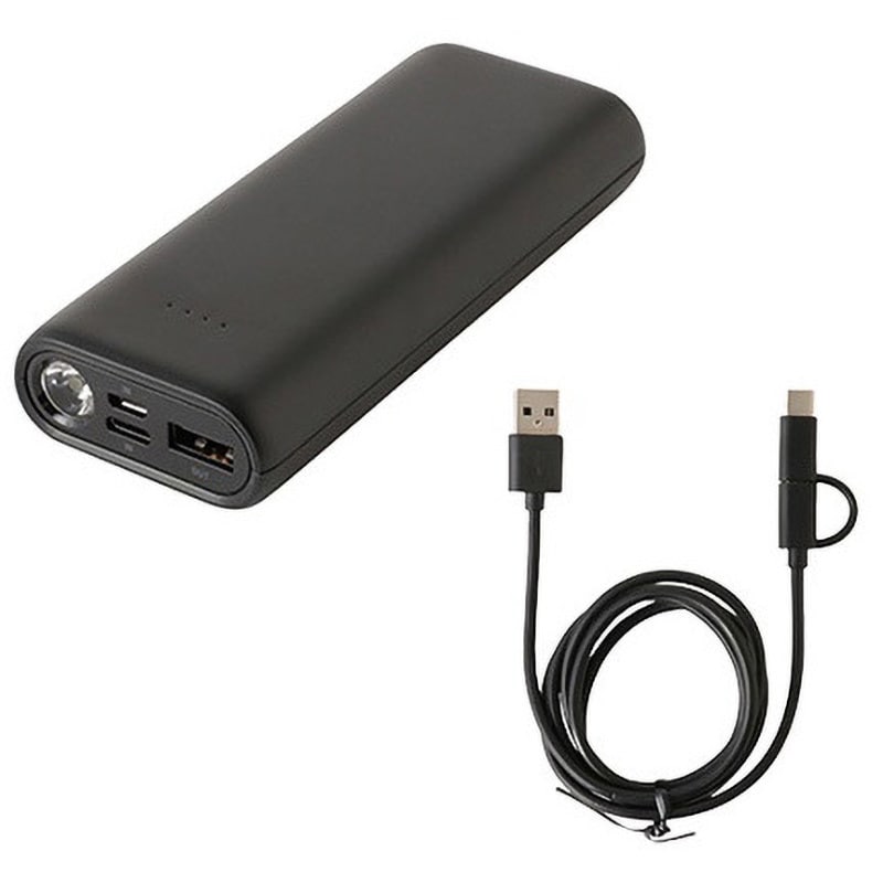 QX-057BK LEDライト付き モバイルバッテリー 2in1ケーブル付属 1 QX-057BK LEDライト付き モバイルバッテリー 2in1ケーブル付属 1