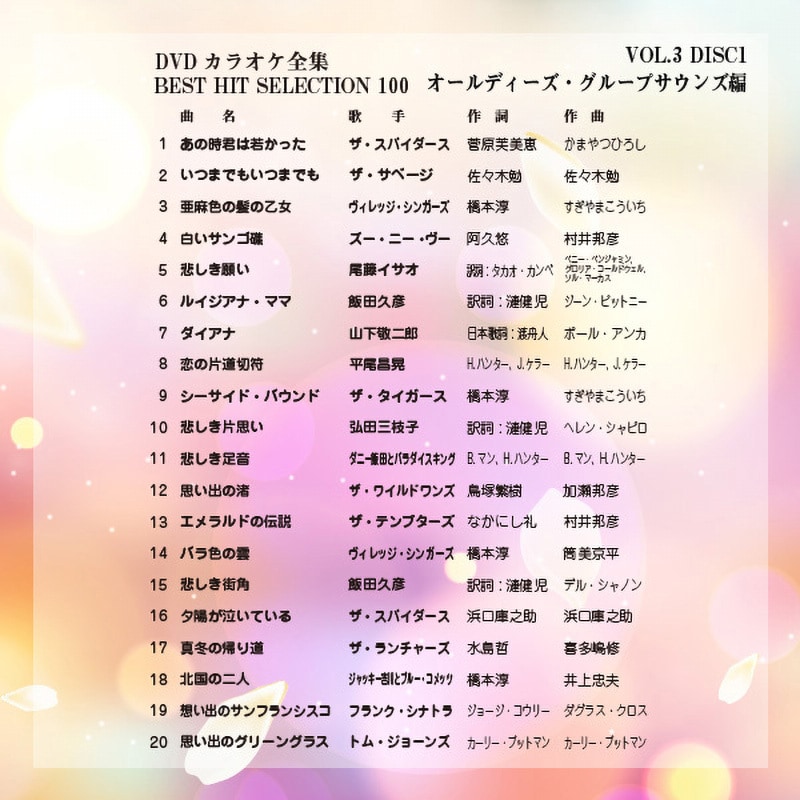 VOL-3 DVDカラオケ全集100 BEST HIT SELECTION 1箱 とうしょう
