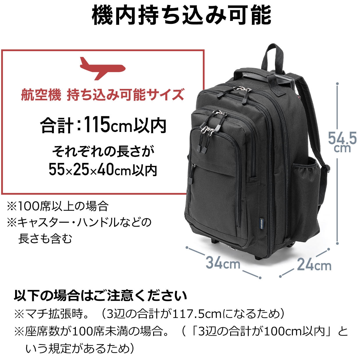200-BAGCR006BK キャリーケース サンワダイレクト 2WAY/車輪付