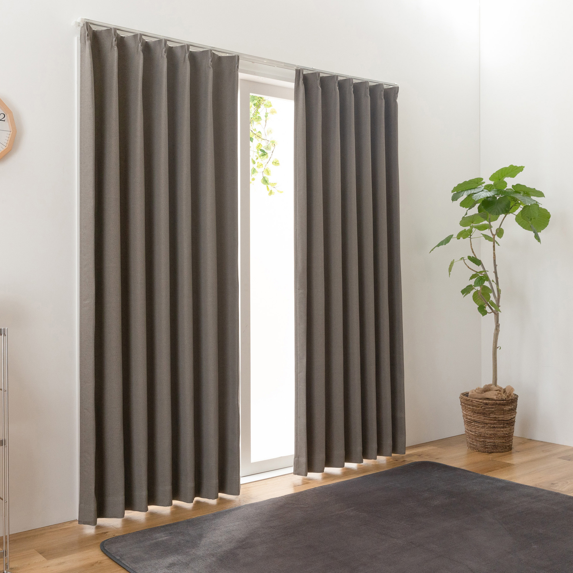 カーテン、ドレープカーテン、幅200×長さ178cm、レガート、グレー系 幅100×長さ178 2枚組 (30サイズ展開有)防炎・2級遮光ドレープカーテン