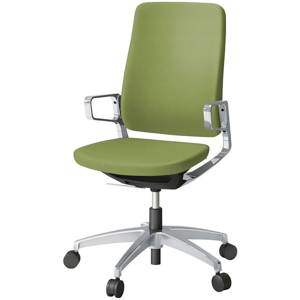 KG-515PV-Z9Q7 レヴィチェア ハイバック アルミ塗装肘 アルミミラー脚 抗菌布地(PV) ナイロン双輪キャスター<配送時組立サービス付> 1台 イトーキ 【通販モノタロウ】