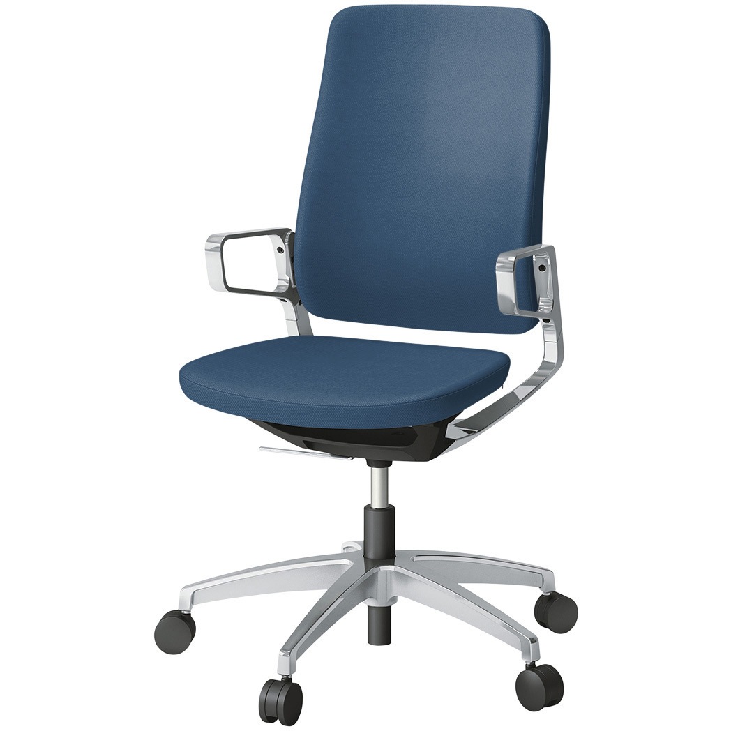 KG-515PVM-Z9N3 レヴィチェア ハイバック アルミ塗装肘 アルミミラー脚 抗菌布地(PV) ウレタン双輪キャスター<配送時組立サービス付> 1台 イトーキ 【通販モノタロウ】