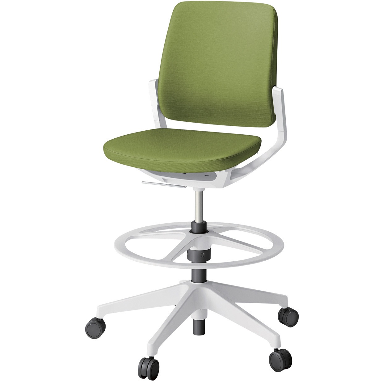 KG-520PVP-W9Q7 レヴィチェア ハイポジションタイプ 肘なし 樹脂脚 抗菌布地(PV)<配送時組立サービス付> イトーキ ガス上下調節 ホワイト 高さ1030mm幅680mm奥行615mm  KG-520PVP-W9Q7