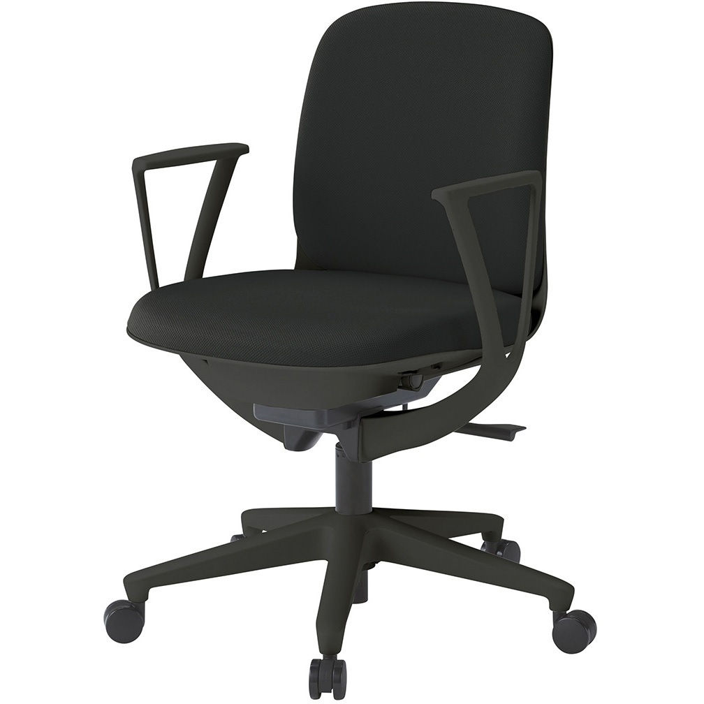 KJ-326PV-T1T1 トルテUチェア ローバック 固定肘 布地PV ナイロンキャスター<配送時組立サービス付> イトーキ ブラック 高さ770mm幅540mm奥行530mm  KJ-326PV-T1T1