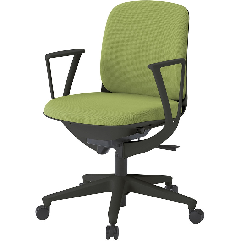 KJ-326PVM-T1Q7 トルテUチェア ローバック 固定肘 布地PV ウレタンキャスター<配送時組立サービス付> イトーキ ブラック 高さ770mm幅540mm奥行530mm  KJ-326PVM-T1Q7