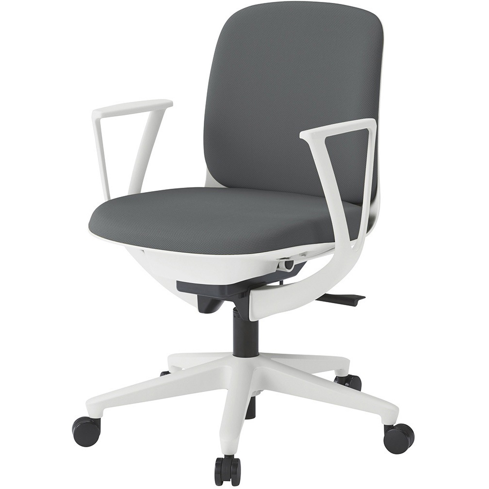 KJ-326PVM-W9C3 トルテUチェア ローバック 固定肘 布地PV ウレタンキャスター<配送時組立サービス付> イトーキ ホワイト 高さ770mm幅540mm奥行530mm  KJ-326PVM-W9C3