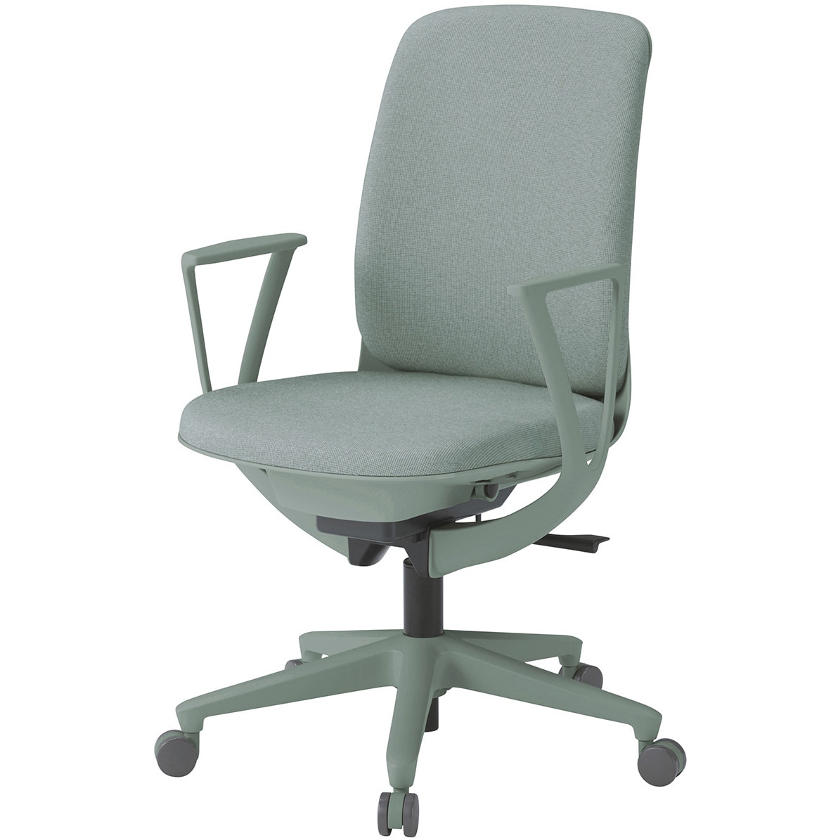 KJ-336CFM-E3E3 トルテUチェア ハイバック 固定肘 布地CF ウレタンキャスター<配送時組立サービス付> イトーキ グレイッシュグリーン色 高さ865mm幅540mm奥行560mm  KJ-336CFM-E3E3
