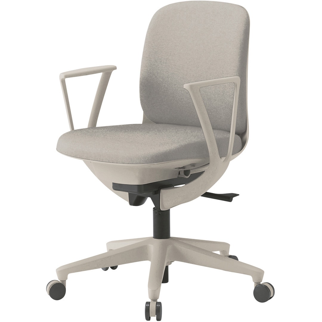 KJ-346CF-H9F6 トルテUチェア ローバック 固定肘 布地CF ナイロンキャスター<配送時組立サービス付> イトーキ グレイッシュブラウン色 高さ770mm幅540mm奥行530mm  KJ-346CF-H9F6