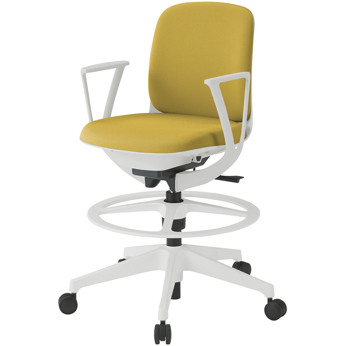 KJ-326PVP-W9U5 トルテUチェア ハイポジションタイプ 固定肘 布地PV<配送時組立サービス付> イトーキ ホワイト 高さ995mm幅540mm奥行530mm  KJ-326PVP-W9U5