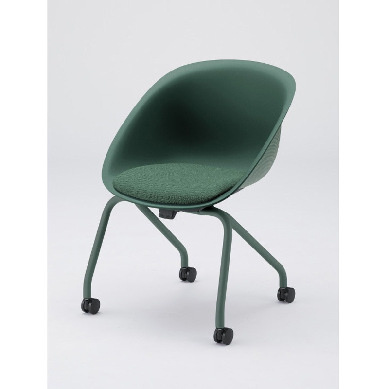 KLD-925C1-G2 ワンチェア ネスティングタイプ 座クッション 布地C<配送時組立サービス付> イトーキ フォレストグリーン色 高さ770mm幅545mm奥行570mm  KLD-925C1-G2